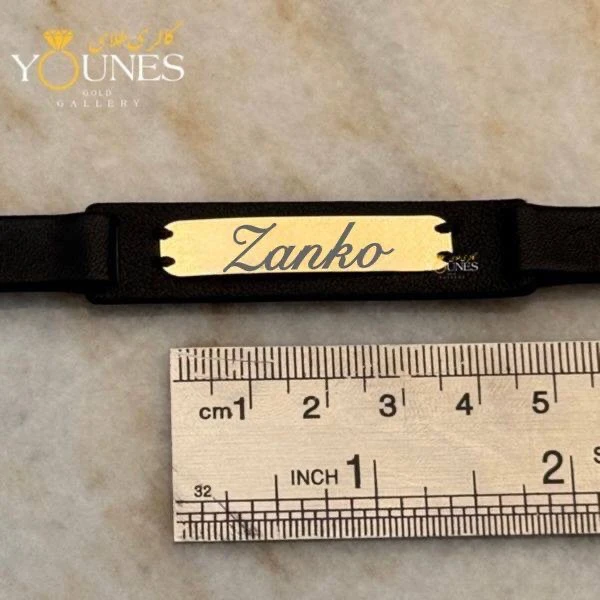 دستبند چرم مردانه طلا حکاکی اسم Zanko زانکو