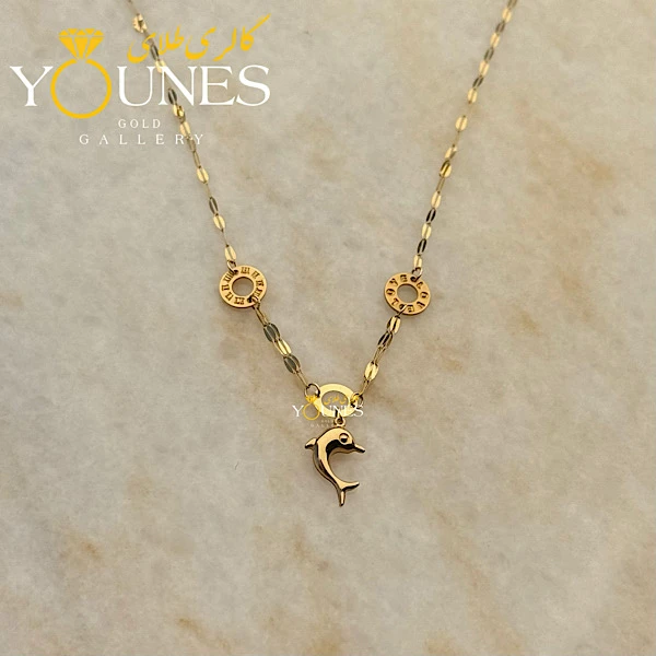 گردنبند پولکی طلا دلفین